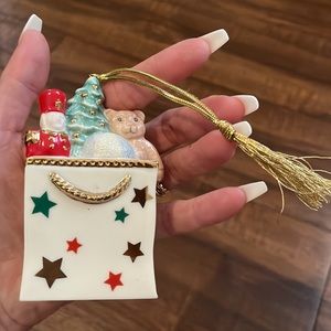 Lenox Holiday Ornament with Nutcracker and Bear - Red, Green, Gold